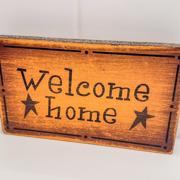 Vintage Rustic Country Farmhouse “Welcome Home” Wood Tabletop Decor Sign-5” x 7” - Picture 2 of 6